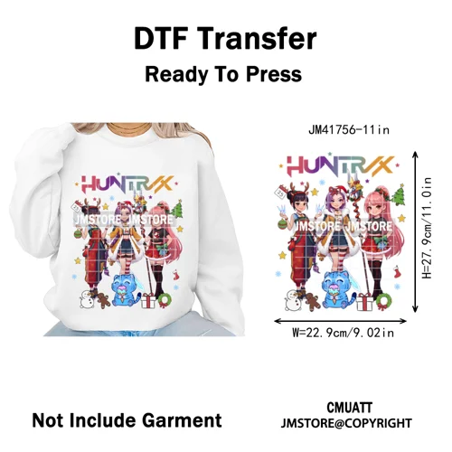 Preppy Christmas Festive Boys Girls Movie Xmas Gift Food Light Iron on DTF Washable Transfer Stickers Ready to Press for Clothes