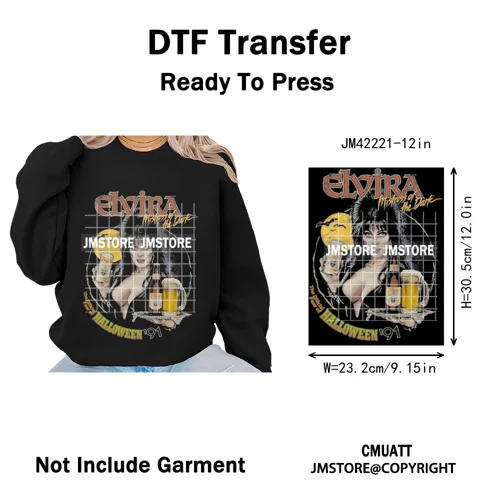 Cool Halftone Horror Killer Characters Scary Halloween Vibes Iron on DTF Washable Transfers Stickers Ready to Press for Clothes