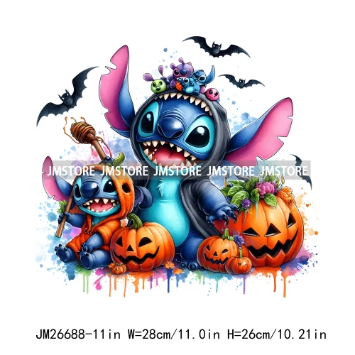 Wholesale Cartoon Character Pumpkin Halloween Scary Vibes Thermal Logo DTF Iron On Transfer Stickers Ready To Press For Clothing