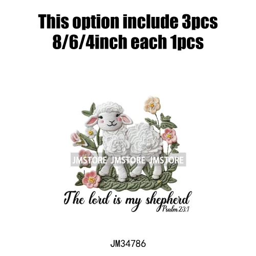 The Lord is my Shepherd Easter Christian Spring Floral Easter Bunny Bow Iron On DTF Transfer Stickers Ready To Press For Clothes