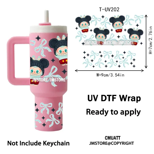 Cartoon Monsters Doll Kids Gift UV DTF Custom Prints Ready To Apply Transfer Stickers Waterproof Wraps For Mini Tumbler Keychain