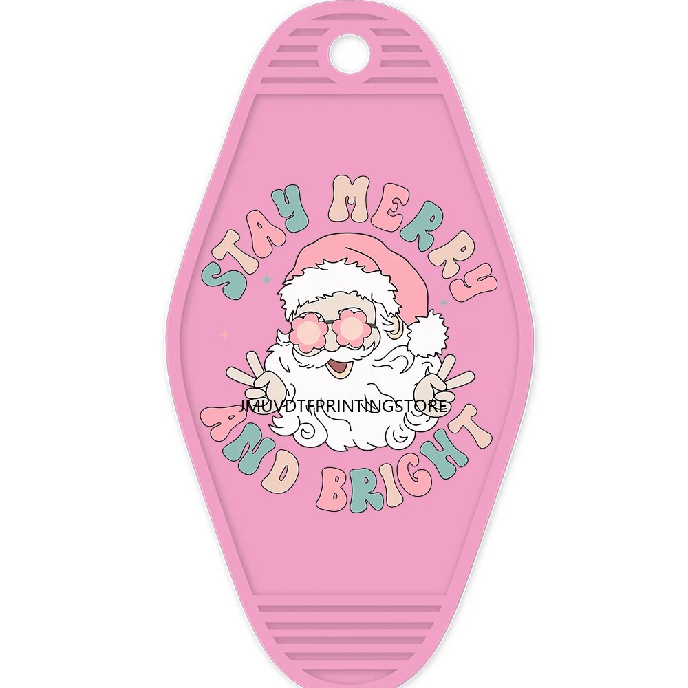 On The Petty List Christmas Santa High Quality WaterProof UV DTF Sticker For Motel Hotel Keychian Have A Cup Of Cheer Design