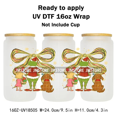 Mean Guy Christmas Movie Vacation Holiday 16OZ UV DTF Cup Wraps Ready To Apply Waterproof Transfer Stickers For Libbey Glass Can