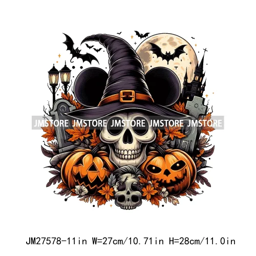 Cartoon Halloween Spooky Season Pumpkin Rip Gravestone Skull DTF Iron On Transfers Stickers Printing Ready To Press For Clothing