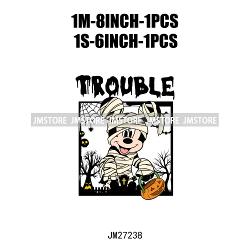 Cartoon Halloween Season Let's Go Ghouls Burn Sage Not Witches Spooky Vibes DTF Iron On Heat Press Transfer Stickers For Clothes