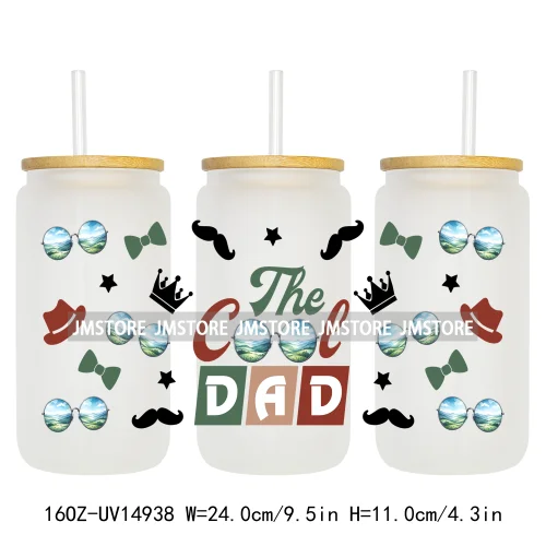 Dad Daily Affirmations Father's Day 16OZ UV DTF Cup Wrap Ready To Apply Waterproof Transfer Sticker For Libbey Glass Can Tumbler