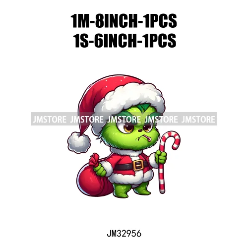 Santa Hat Candy Cane Mistletoe Cartoon Character Christmas Season Iron On DTF Transfers Stickers Ready To Press For Clothes Bags