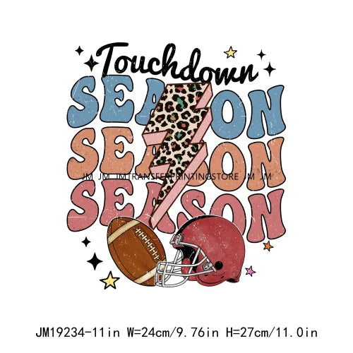 Retro Distressed Softball Baseball Football Sport Mom Touchdown Season My Heart Is On That Field DTF Transfer Sticker For Shirts