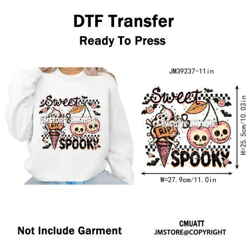 Funny Cute Ghost Preppy Spooky Season Sarcastic Halloween Iron on DTF Washable Transfers Stickers Ready to Press for T-shirts
