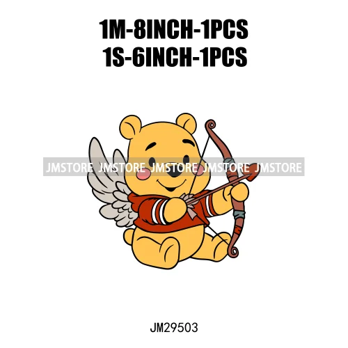 Happy Valentine's Day Cartoon Character Mouse Animal Cupid Love Heart DTF Iron On Transfers Stickers Ready To Press For T-shirts