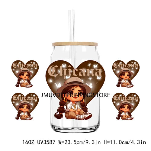 Chicano Forever Cholo Couple Valentine UV DTF Sticker For 16OZ Libbey Glass Cup Can Wrap Transfer Sticker Custom Labels DIY Logo