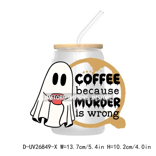 Spooky Halloween Book Club 16OZ UV DTF Cup Wrap Transfer Stickers Custom Labels Waterproof Logo For Libbey Glass Can Fall Season