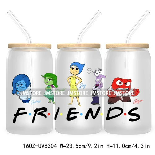 It's Okay To Feel All The Feels UV DTF Cup Wrap For 16OZ Glass Cup Can Transfer Stickers Custom Label Logo Inside Out Characters