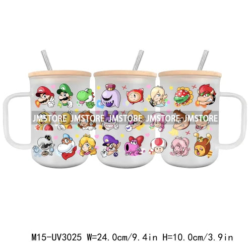 Cartoon Baby Little Princess UV DTF Glass Can Wrap For 15OZ Mug Glass Cup Transfer Stickers DIY Custom Logo Labels Magic Kingdom