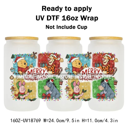 Merry Christmas Cartoon Mouse Cookies UV DTF Stickers Ready To Apply Cup Wrap Durable Custom Logo DIY Craft For Libbey Can Glass