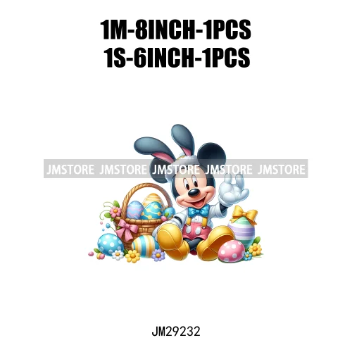 Cartoon Easter Mouse Egg Flowers Iron On DTF Transfers Stickers Ready To Press For Sweatshirt Bags