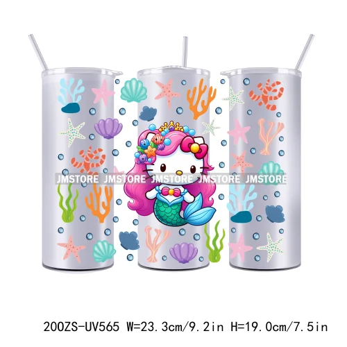 Flowers Cartoon Princess Girl 20OZ Straight Skinny Tumbler Wrap UV DTF Cup Wraps Custom Labels Transfer Sticker Waterproof Logo