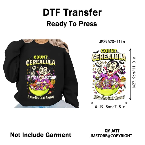 Scary Cartoon Halloween Horror Movies Trick Or Treat Logo Iron on DTF Washable Transfer Sticker Ready to Press for T-shirts Bags