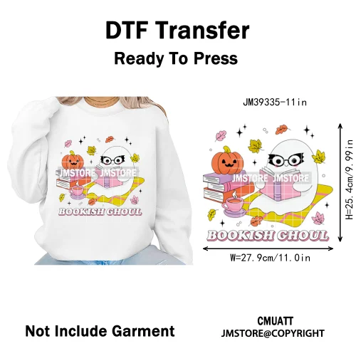 Ghost Spooky Mama Season Trick or Treat Coquette Bow Halloween Iron on DTF Washable Transfer Sticker Ready to Press for Clothing