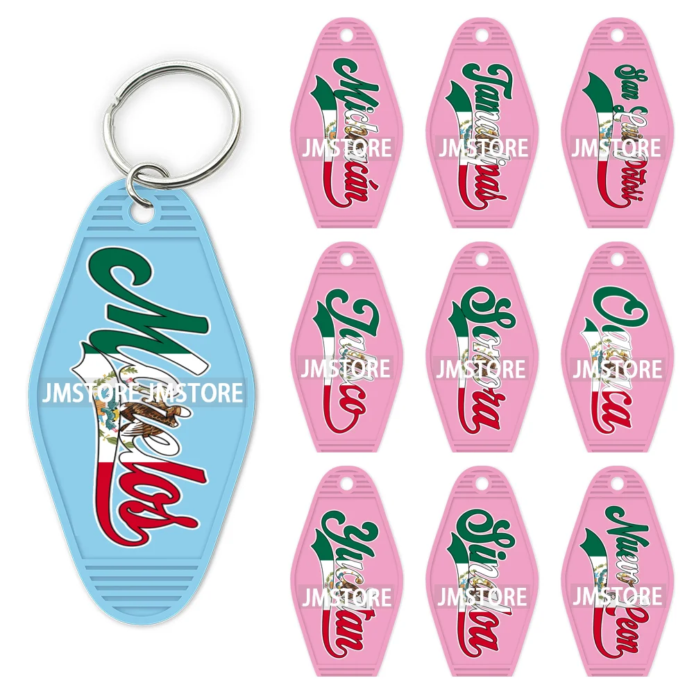 Mexico Flag State Names Hot Sale High Quality WaterProof UV DTF Stickers For Motel Hotel Keychain Mexican Letters Alphabets