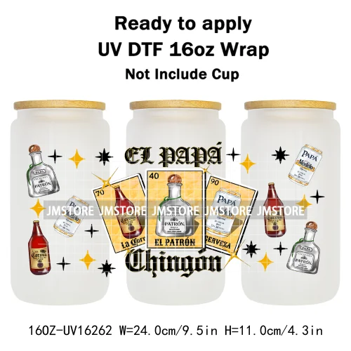Mexican Culture Drinks Tequila Evil Eye 16OZ UV DTF Cup Wrap Ready To Apply Waterproof Transfer Stickers For Libbey Glass Can