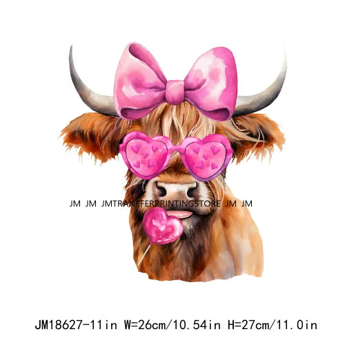 Western Highland Cow Valentine Decals Dead Inside But It's Valentine's Funny Skeleton XOXO Love DTF Transfer Stickers For Shirts