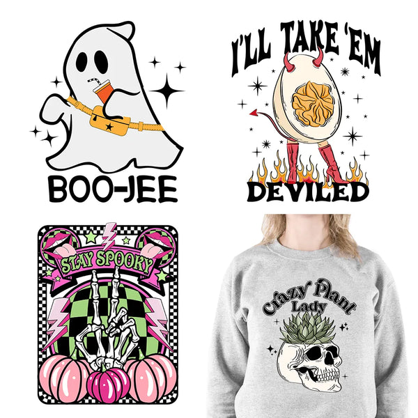 Halloween Ghouls Spooky Mama Mini Thermal Prints Skull More Tattoos Less Anxiety DTF Transfer Sticker Ready To Press For Clothes