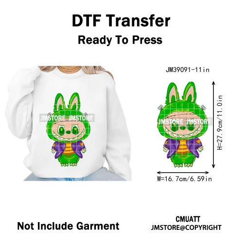 Horror Movie Character Cartoon Dolls Halloween Printing Iron on DTF Washable Transfers Stickers Ready to Press for Clothes Bags