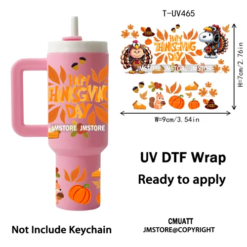 Cartoon Movie Thanksgiving Christmas UV DTF Keychain Wraps Ready To Apply Durable Custom UV Stickers For Mini Tumbler Keychain