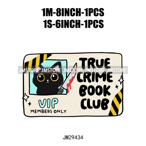 Halloween Vibes Cozy Read Spooky Ghost True Crime Book Club Card Logos Iron On DTF Transfer Stickers Ready To Press For Clothing