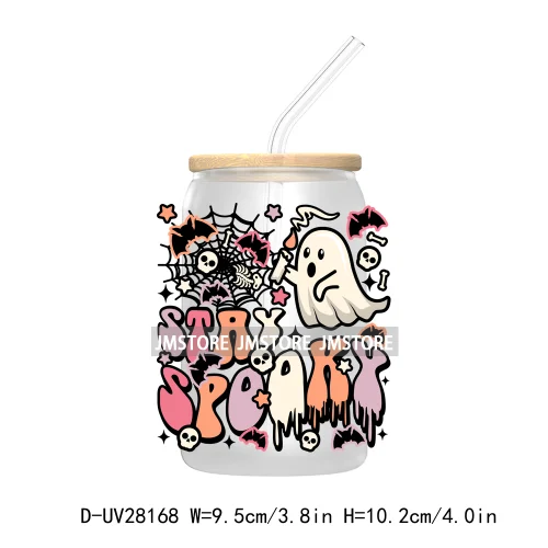 Spooky Ghost Boo Halloween Tis The Season UV DTF Transfer Stickers Decals For Libbey Cold Cup Mugs Tumbler Waterproof Book Ghoul