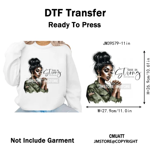 Fashion Afro Girls Pray Christian Black Boss Lady Printing Iron on DTF Washable Transfers Stickers Ready to Press for Clothes