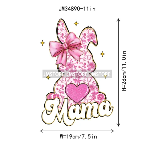 Happy Easter Day Cute Coquette Girl Kids Carrot Floral Bunny Eggs Iron On DTF Heat Transfers Stickers Ready To Press For Hoodies