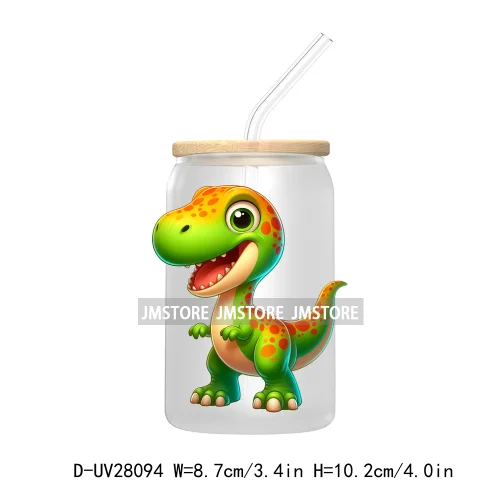 Cute Baby Dinosaur Kids Gift UV DTF Transfer Stickers Decals For Libbey Cold Cups Mugs Tumbler Waterproof Craft Cartoon Animals