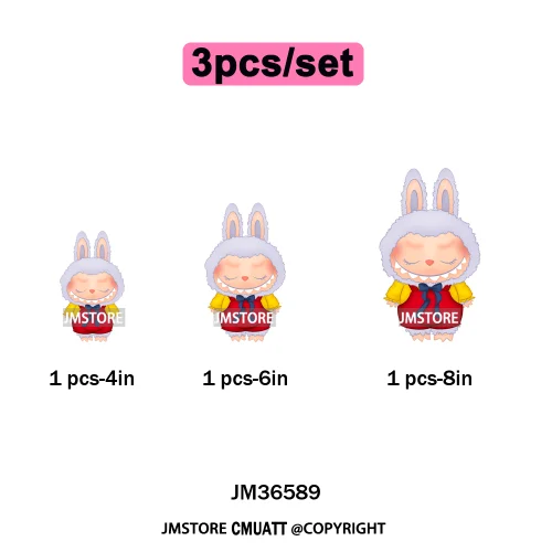 Cute Baby Cartoon Monster Doll Character Bow Girly Washable Decals Iron On DTF Heat Transfer Stickers Ready To Press for Clothes