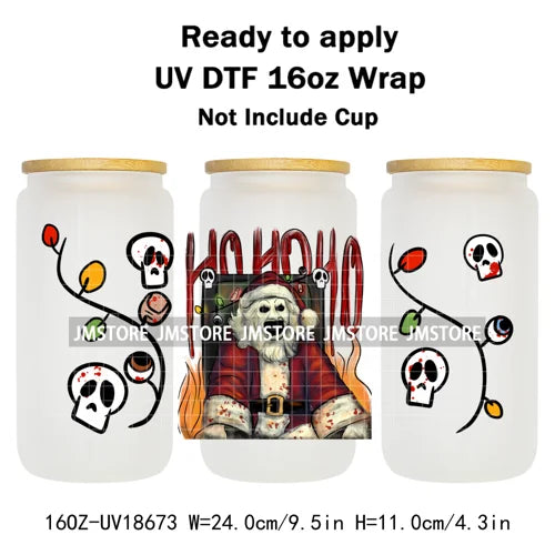 Christmas Movie Characters UV DTF Cup Wrap Ready To Apply Transfer Stickers Waterproof 16OZ Tumbler Wraps For Libbey Glass Can