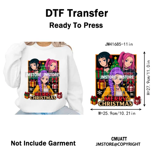 Merry Christmas Kpop Music Band Group Character Xmas Festive Love Iron on DTF Transfers Stickers Ready to Press for Clothes Bags