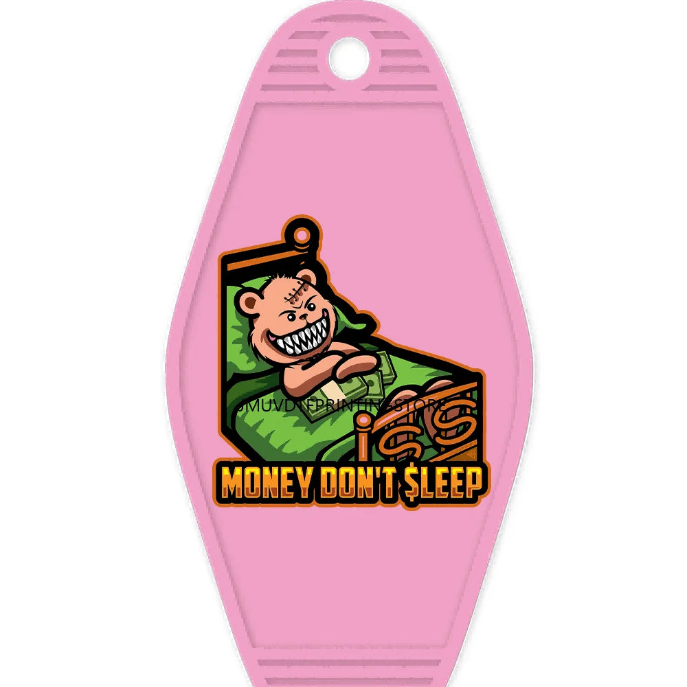 Focus On The Hustle Bear High Quality WaterProof UV DTF Sticker For Motel Hotel Keychain More Money Less Friends