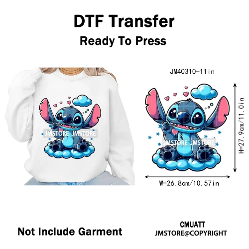 Funny Cartoon Playing Kids Love Character Thermal Printing Iron on DTF Washable Transfers Stickers Ready to Press for T-shirts
