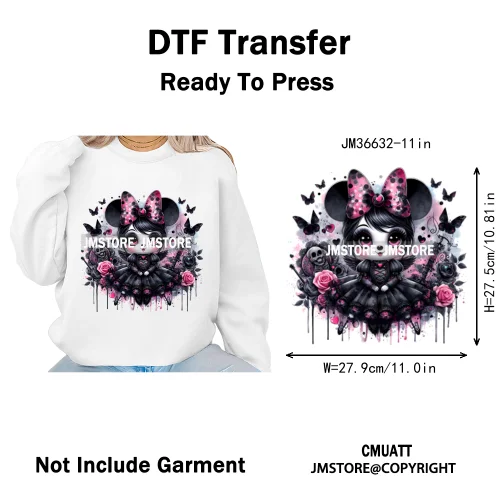 Spooky Scary Witch Girly Animal Flower Strawberry Gnomes Iron on DTF Washable Transfers Stickers Ready to Press for Hoodies Bags