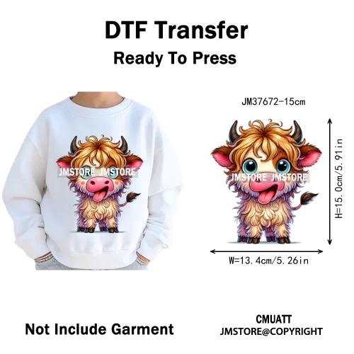 15cm 5.9in Kid Cute Silly Baby Pet Animal Iron On DTF Heat Transfer Sticker For Clothes Vinyl Thermal Washable T-Shirts Decals
