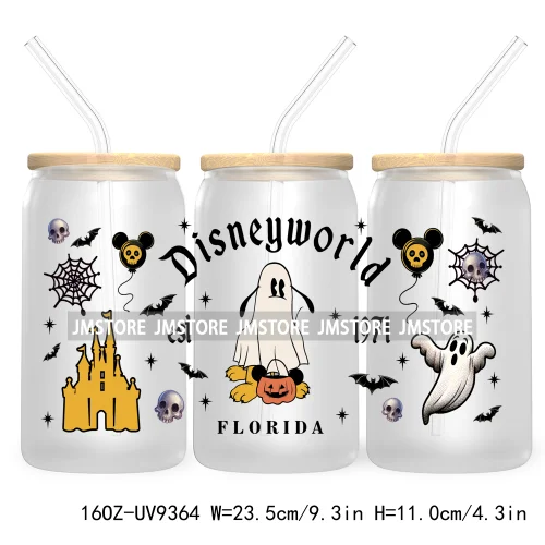 Halloween Mouse And Friends UV DTF Sticker For 16OZ Libbey Glass Cup Can Wrap Transfer Stickers Custom Labels Logo Spooky Vibes