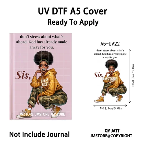Christian Black Girl Praying Faith UV DTF Notebook Cover Decals Ready To Apply Durable Transfer Stickers For A5 Journal Cover