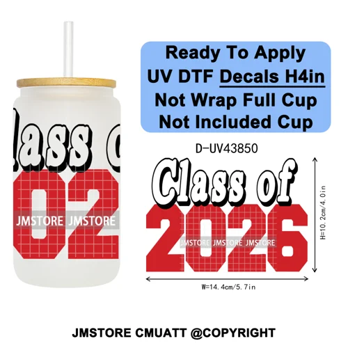 Graduation Crew 2026 Senior UV DTF Transfer Stickers Decals Ready To Apply Good Quality Prints For Libbey Cold Cup Mug Bottle