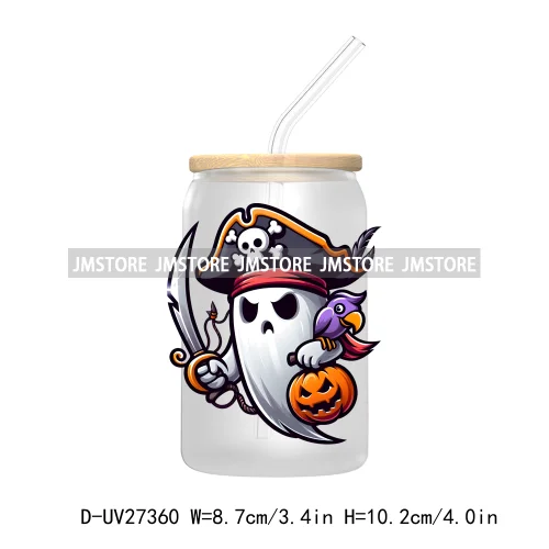 Funny Witch Ghosts Halloween Bat UV DTF Transfer Stickers Decals For Libbey Cold Cups Mugs Tumbler Waterproof Craft Spooky Vibes