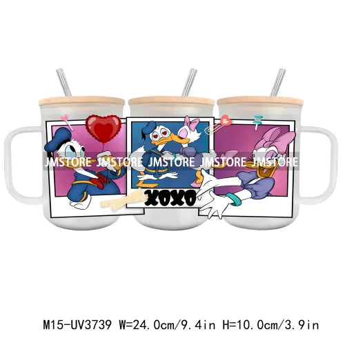 Horror Valentine Cartoon Couple UV DTF Sticker For 15OZ Mug Libbey Glass Cup Can Wrap Transfer Stickers Custom Labels DIY Logo