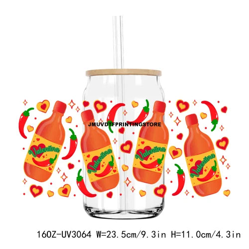 Latina Culture Valentine's Day 16OZ UV DTF Cup Wrap Transfers Stickers Custom Labels DIY Waterproof Logo For Libbey Glass Can