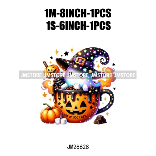 Fun Halloween Cocoa Coffee Drink Gnomes Logos Pumpkin Spice Latte Brew Iron On DTF Transfer Stickers Ready To Press For Clothes