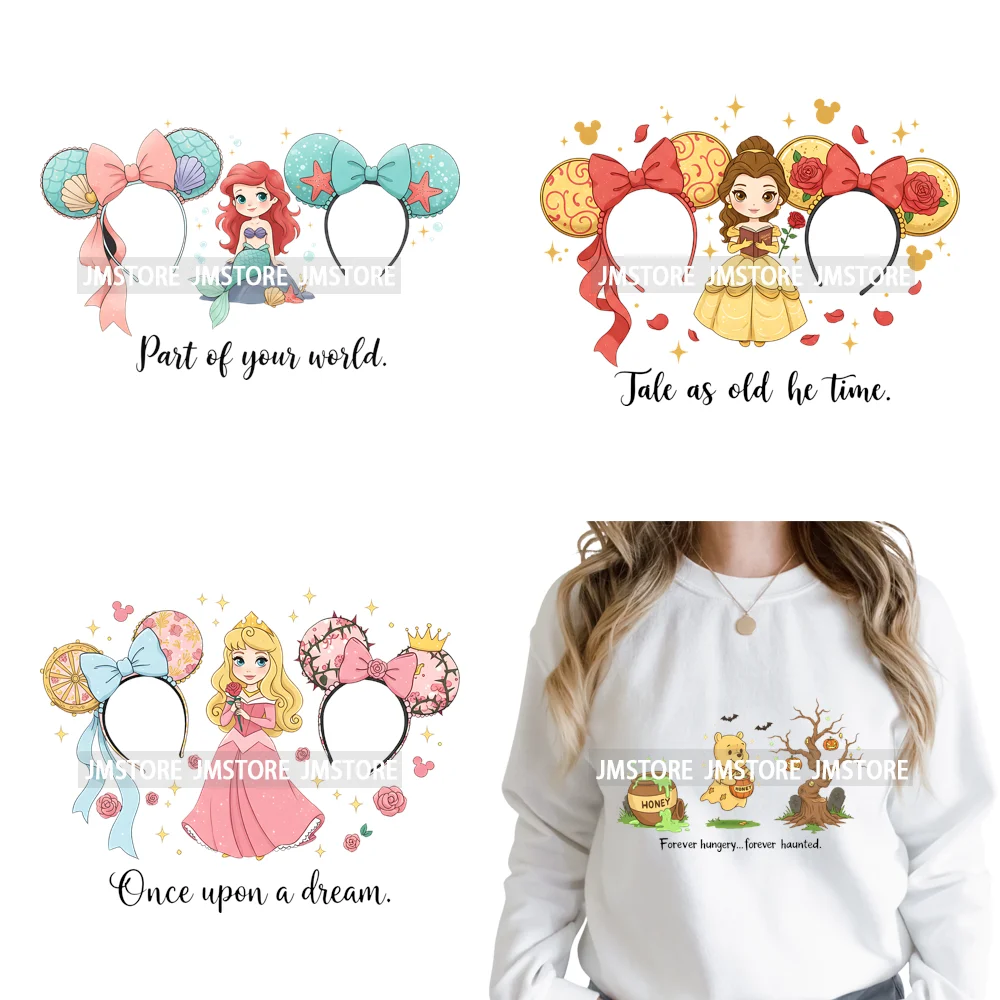 Cute Girls Coquette Magic Kingdom Mouse Ears Cartoon Quotes Iron on DTF Washable Transfers Stickers Ready to Press for T-shirts