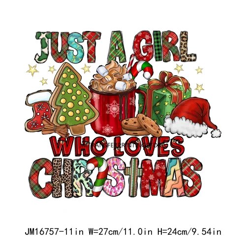 Santa Claus Love Howdy Christmas Snowman Deer Sleigh All Day Holiday Spirit DTF Heat Transfer Sticker Ready To Press For Clothes